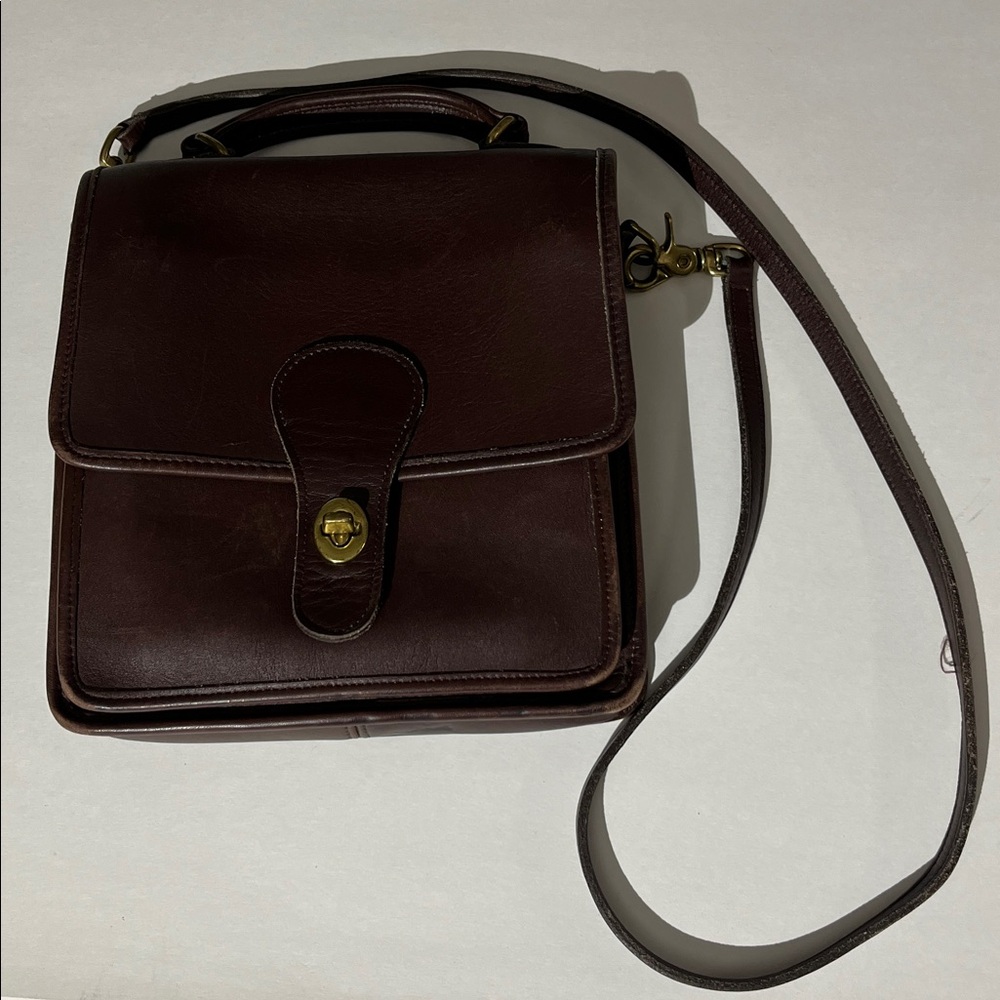 Vintage COACH Station Bag Brown Leather Handbag Purse Briefcase Shoulder